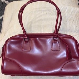 NINE WEST Burgundy Leather Satchel.
